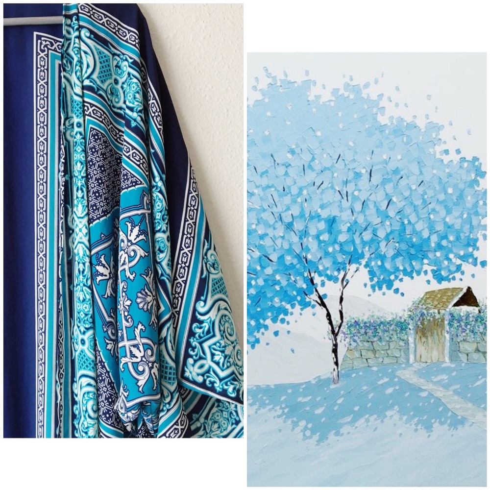 Blue Kimono Shawl Fringe Cardigan